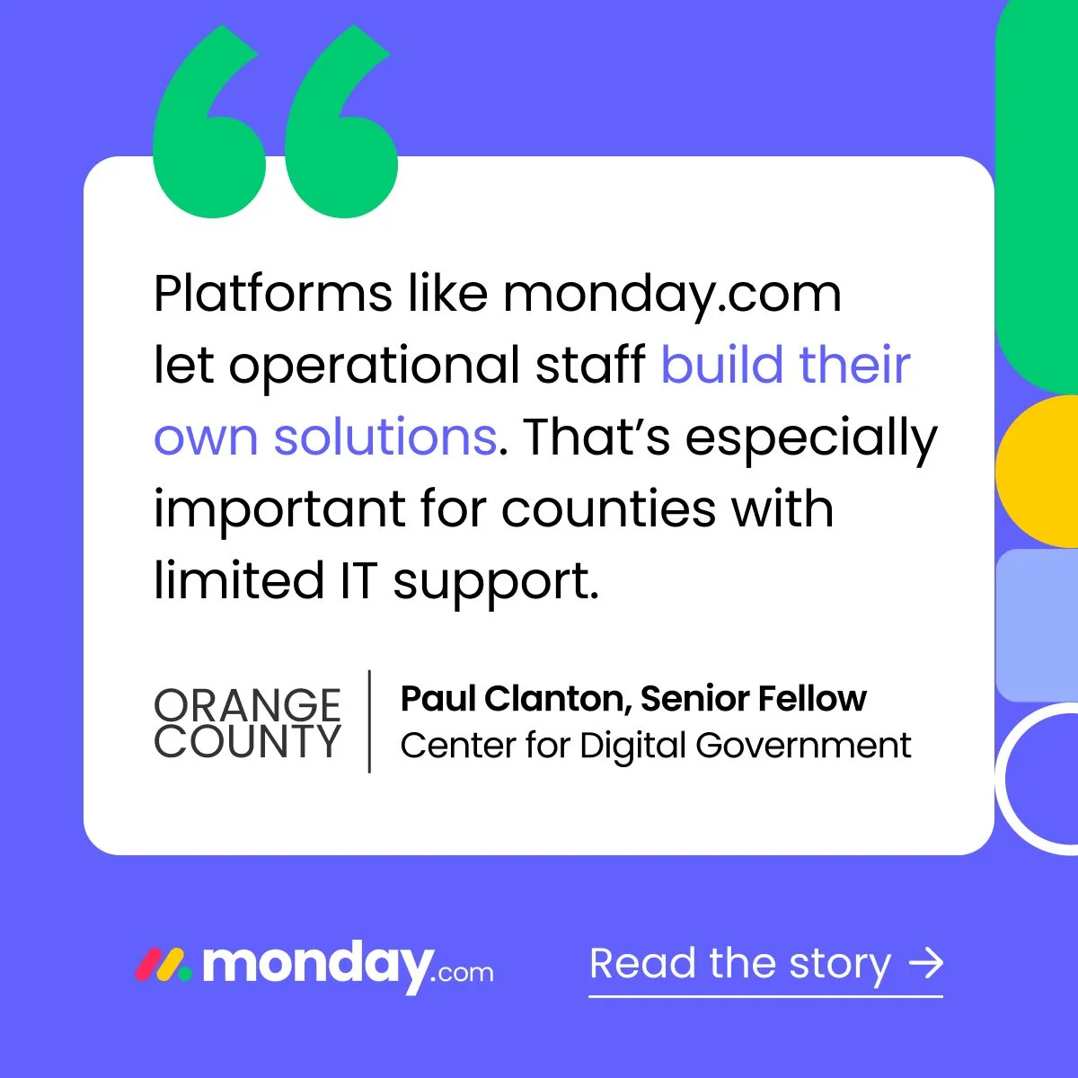 Fast implementation. Lasting impact. All with monday.com.