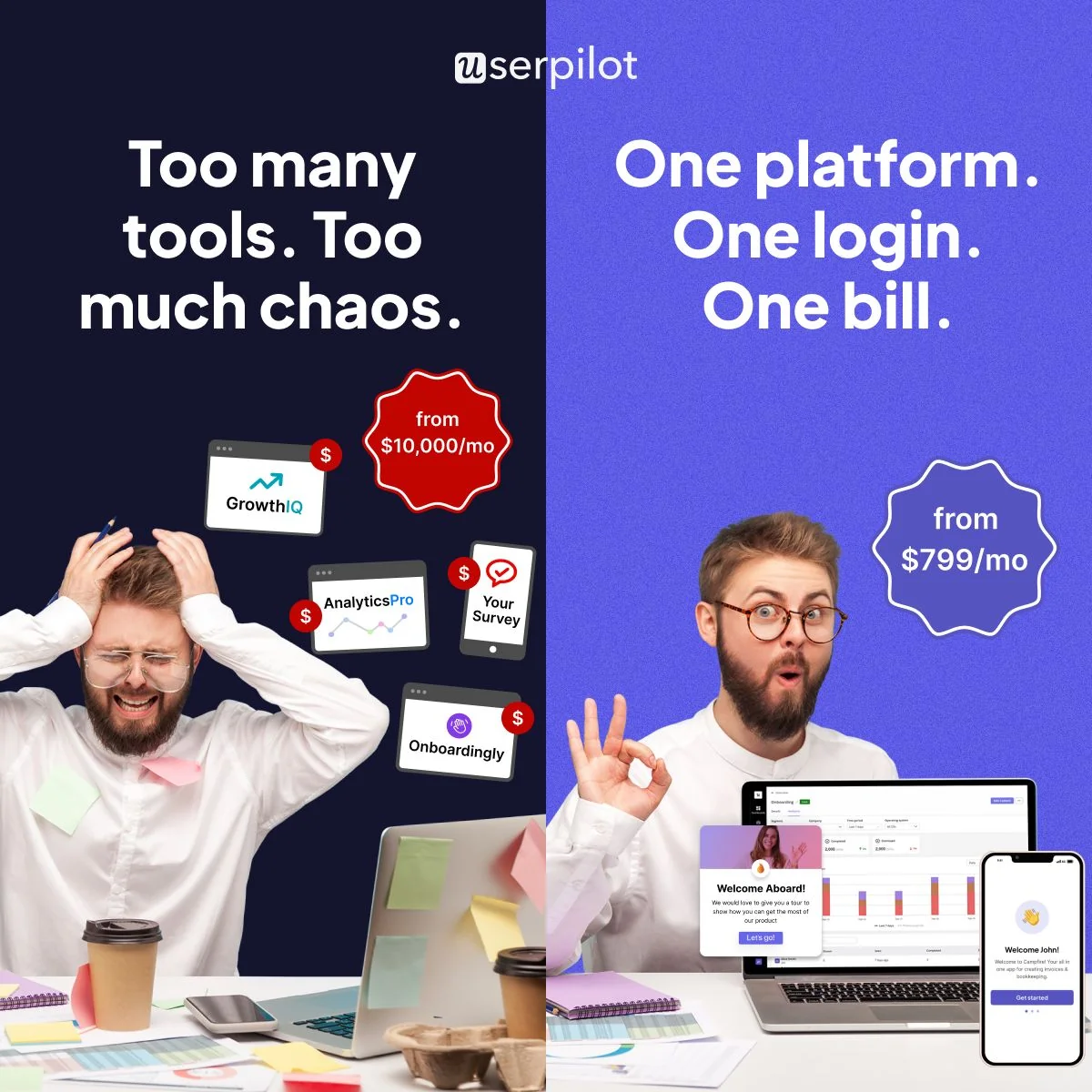 Ditch the tool overload. Userpilot replaces 3+ platforms—so you can save time, money, and grow faster.